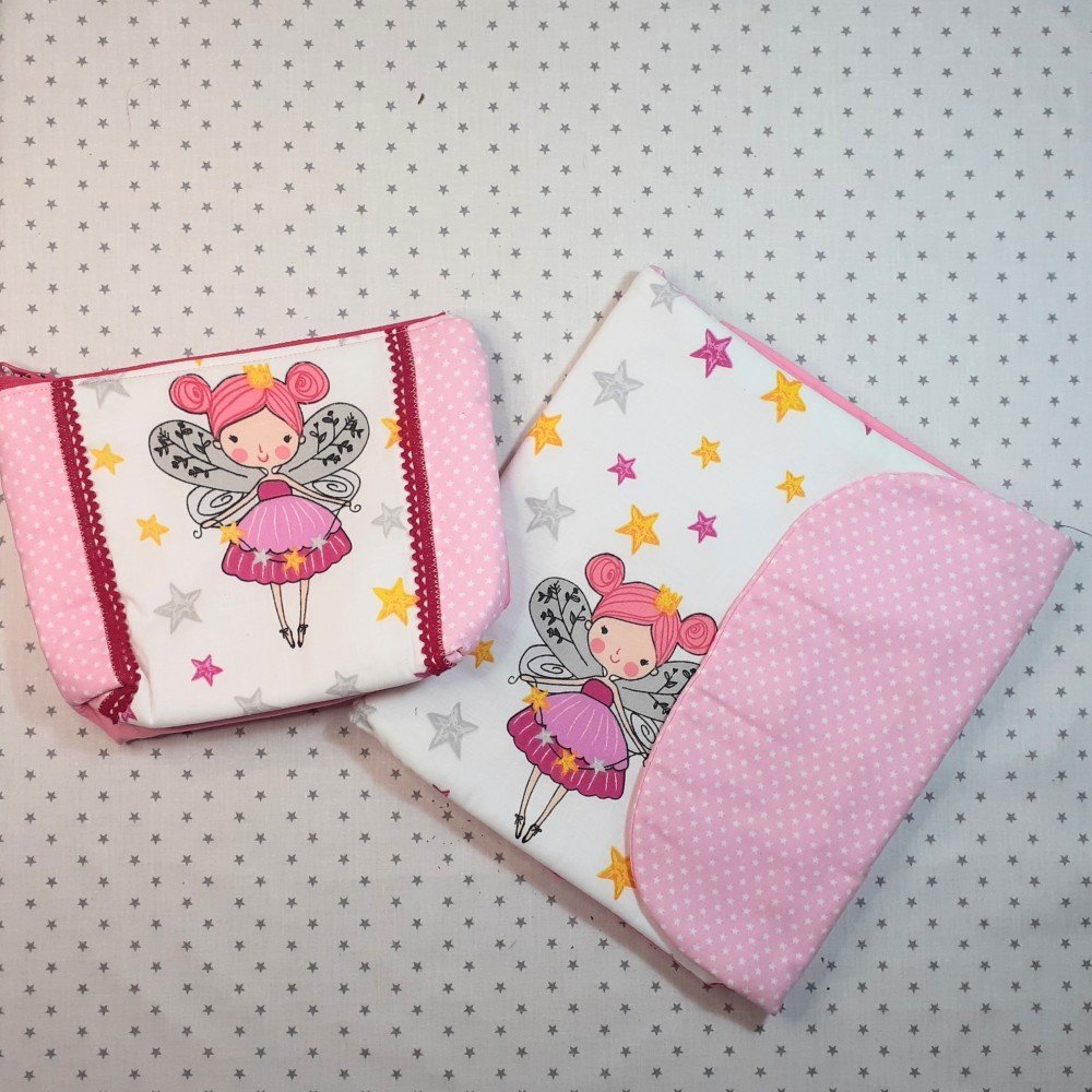 Bolsa 3 em 1 e  Necessaire Fadas