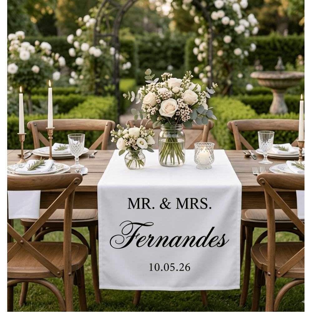 Caminho de Mesa Personalizado para Casamento-