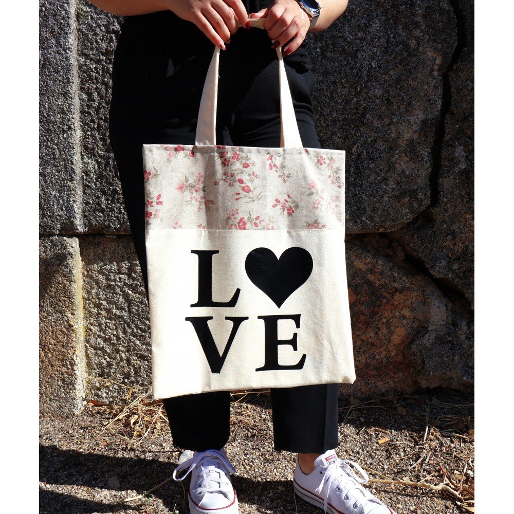 Tote Bag Love Bege Tote Bag Love Bege