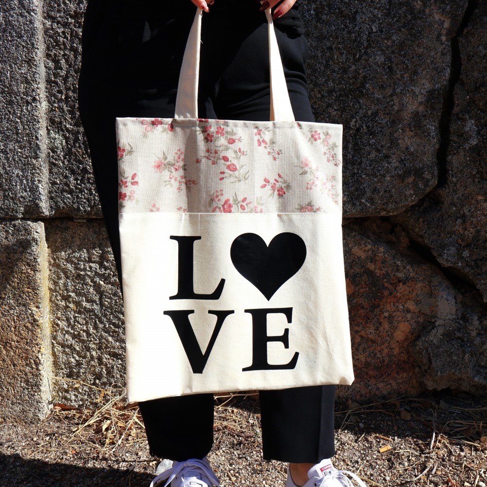 Tote Bag Love Bege Tote Bag Love Bege