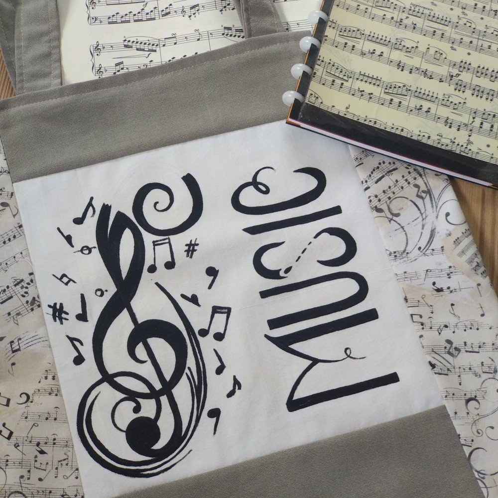 Saco de tecido Musica Castanho Saco de tecido Musica Castanho